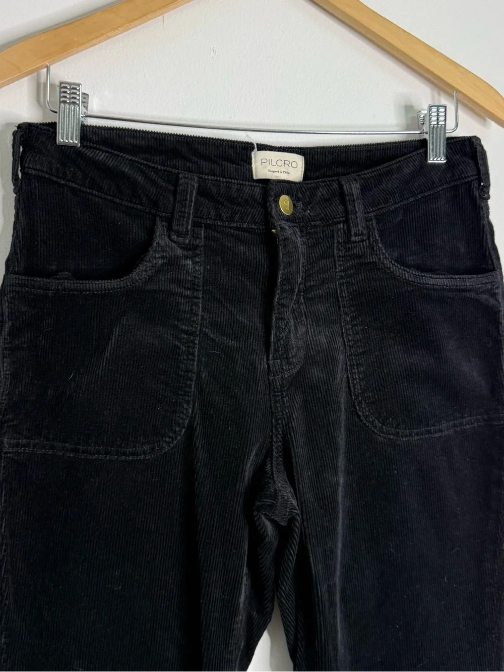 Pilcro Anthropologie Corduroy Flare Pants Black Size 29 High Rise